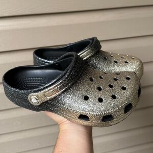 Limited Edition Black/Gold Ombre Glitter Crocs